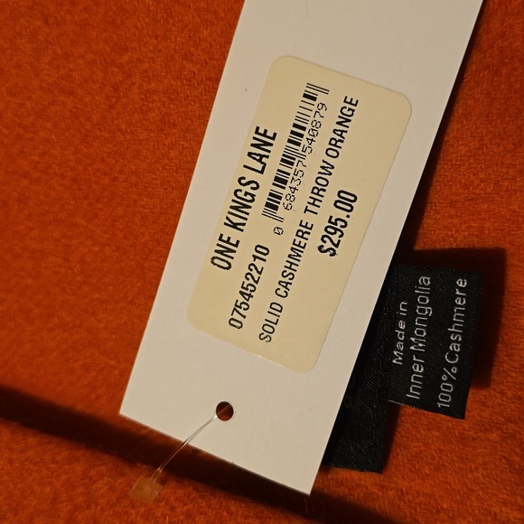 ONE KINGS LANE Solid Cashmere Throw, Orange, Retail Price $295.00US - Picture 5 of 10